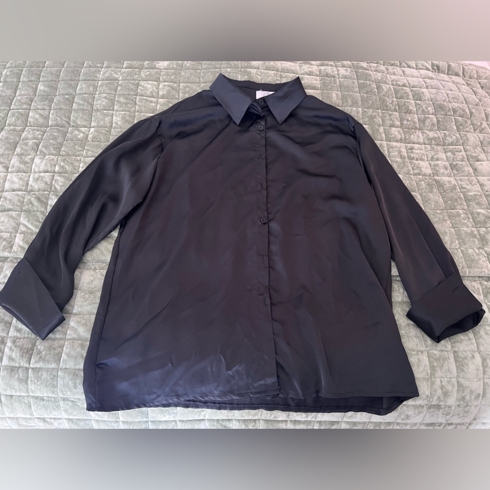 NWT Black Satin Blouse - A MUST HAVE